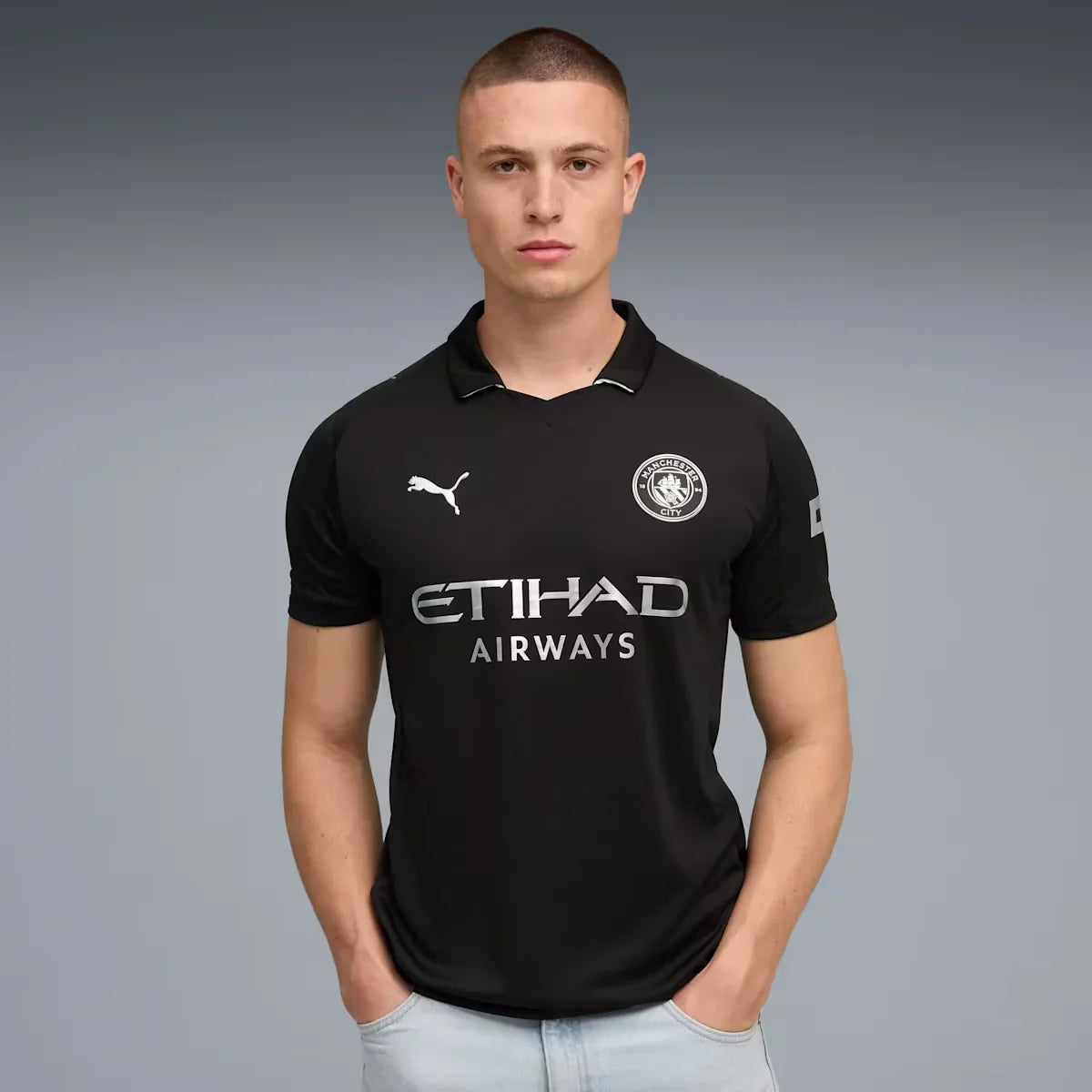 PUMA Manchester City サッカーシャツ ブラック Puma Manchester City 25/26 Away Replica Jersey – The Shoe Collective