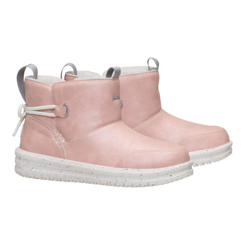 Hey Dude Camden Bow Boot Youth Cozy Sparkle Pink 6