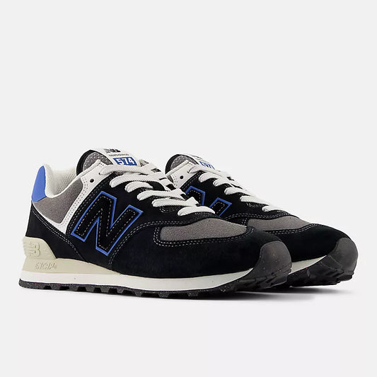 New Balance Unisex 574 Core Shoes - Black w Blue Agate 1