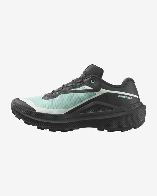 Salomon Women's Genesis 2 GTX Trail Running Shoe - Lichen/Black/Clearly Aqua 1
