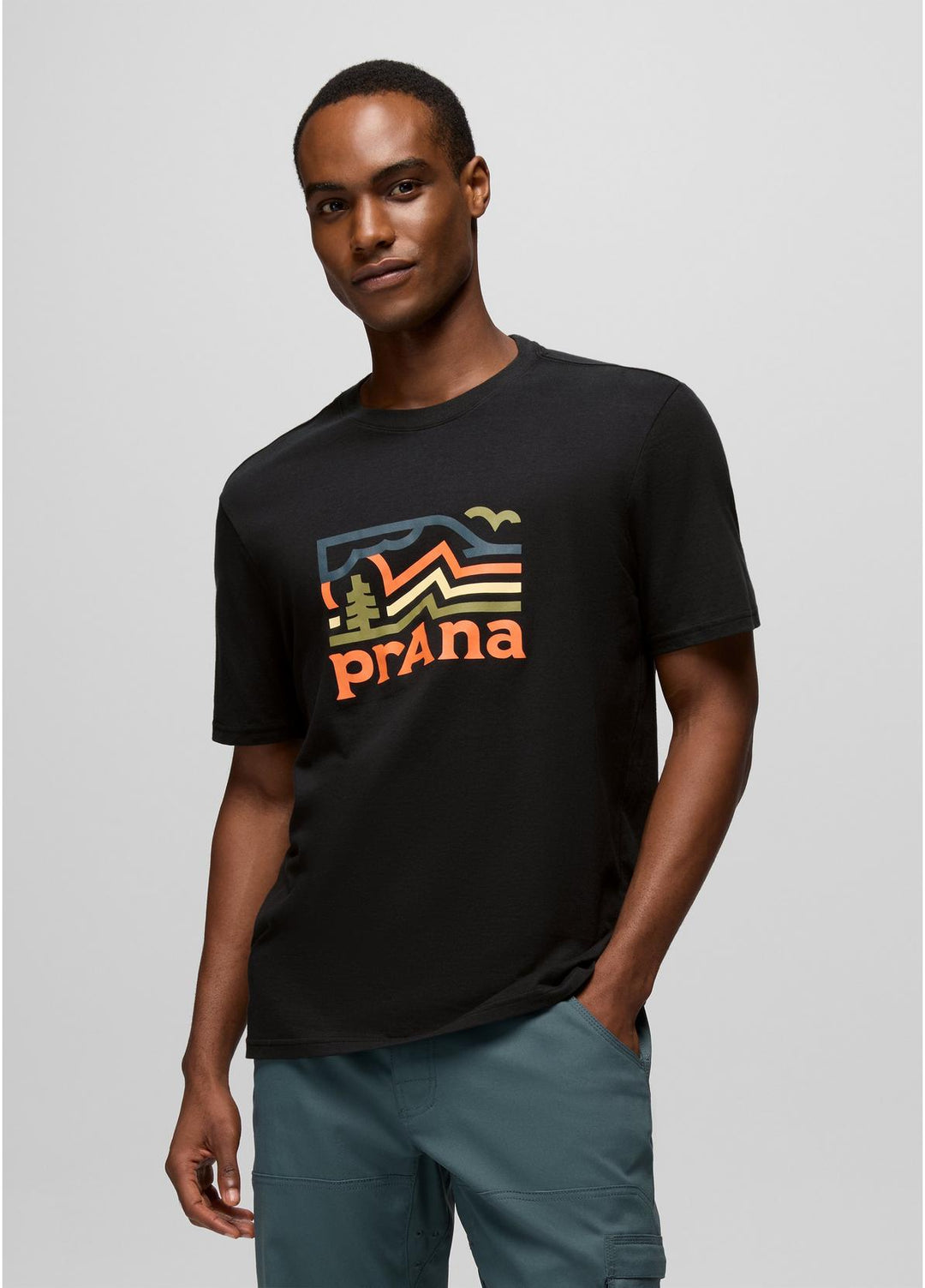 PrAna Men's Peak Path Graphic Tee - Black 