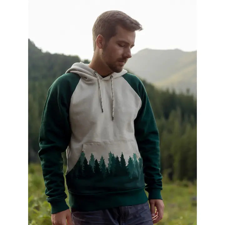 Happy Earth Fading Forest Organic Hoodie | Green/Beige