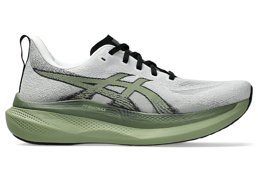 ASICS Glideride Max 2 Men's Max Cushion Running Shoe White / Moss side view