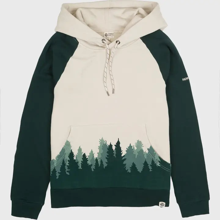 Happy Earth Fading Forest Organic Hoodie | Green/Beige