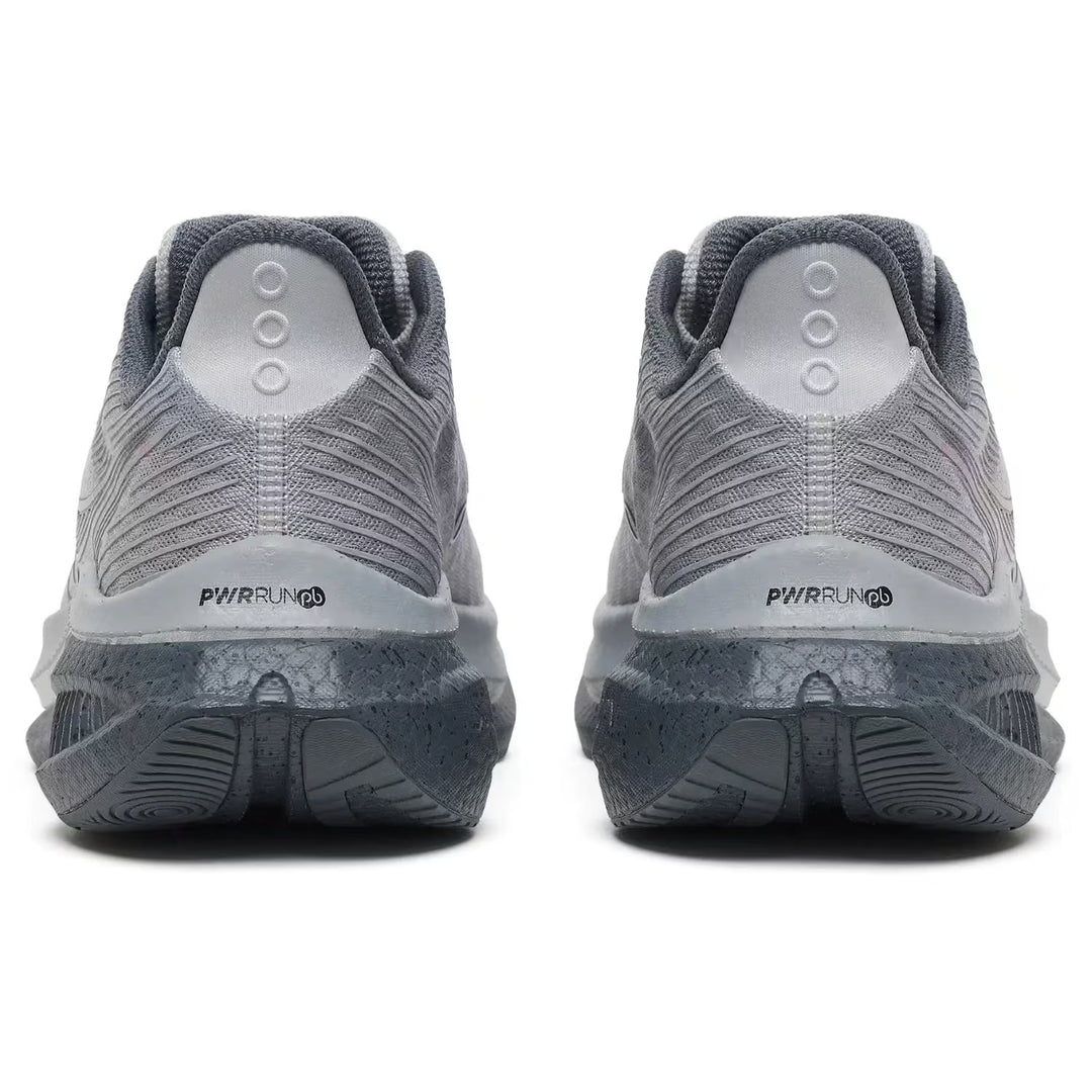 Gray running shoes with &
