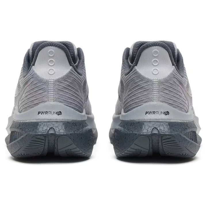 Gray running shoes with &