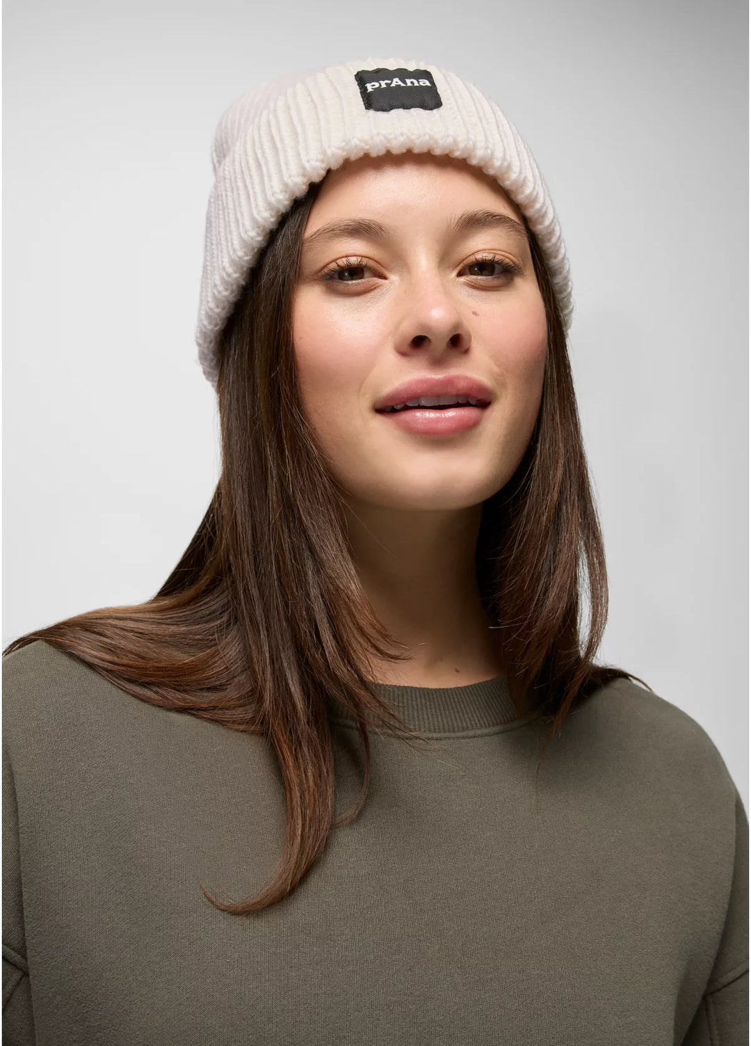 PrAna Logo Beanie Soft White 2