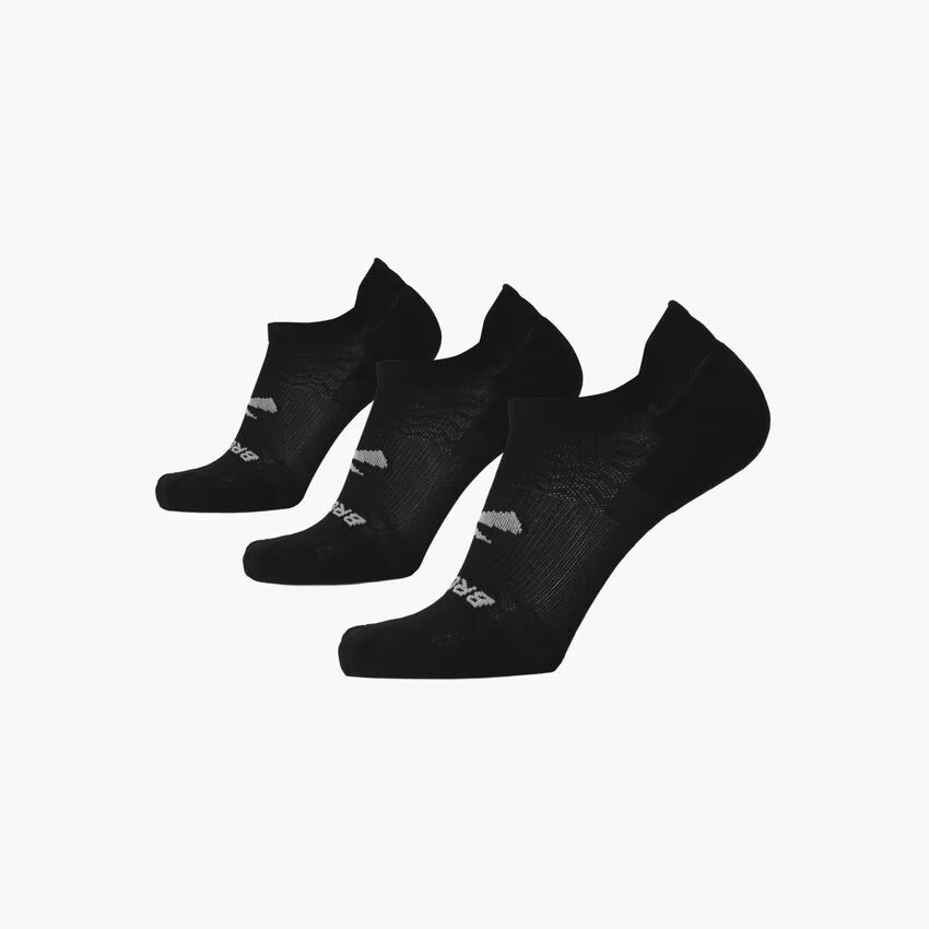 Brooks Run In No Show 3pk Socks - Black 1