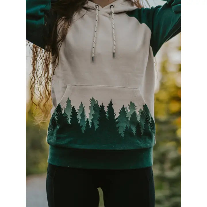 Happy Earth Fading Forest Organic Hoodie | Green/Beige