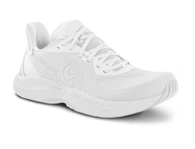 Topo Athletic women’s breathable mesh running shoe White | White upper detail