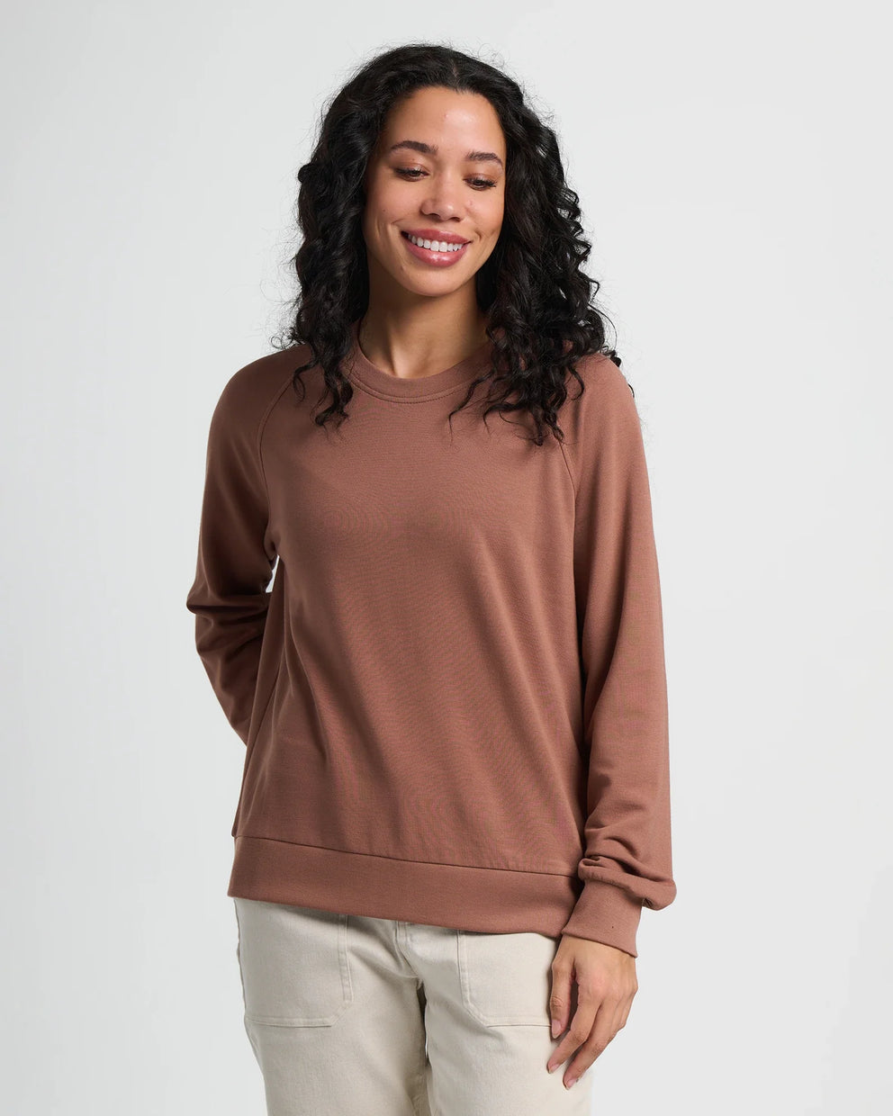 Free Fly Women’s Bamboo Lightweight Fleece Crew Nutmeg 
