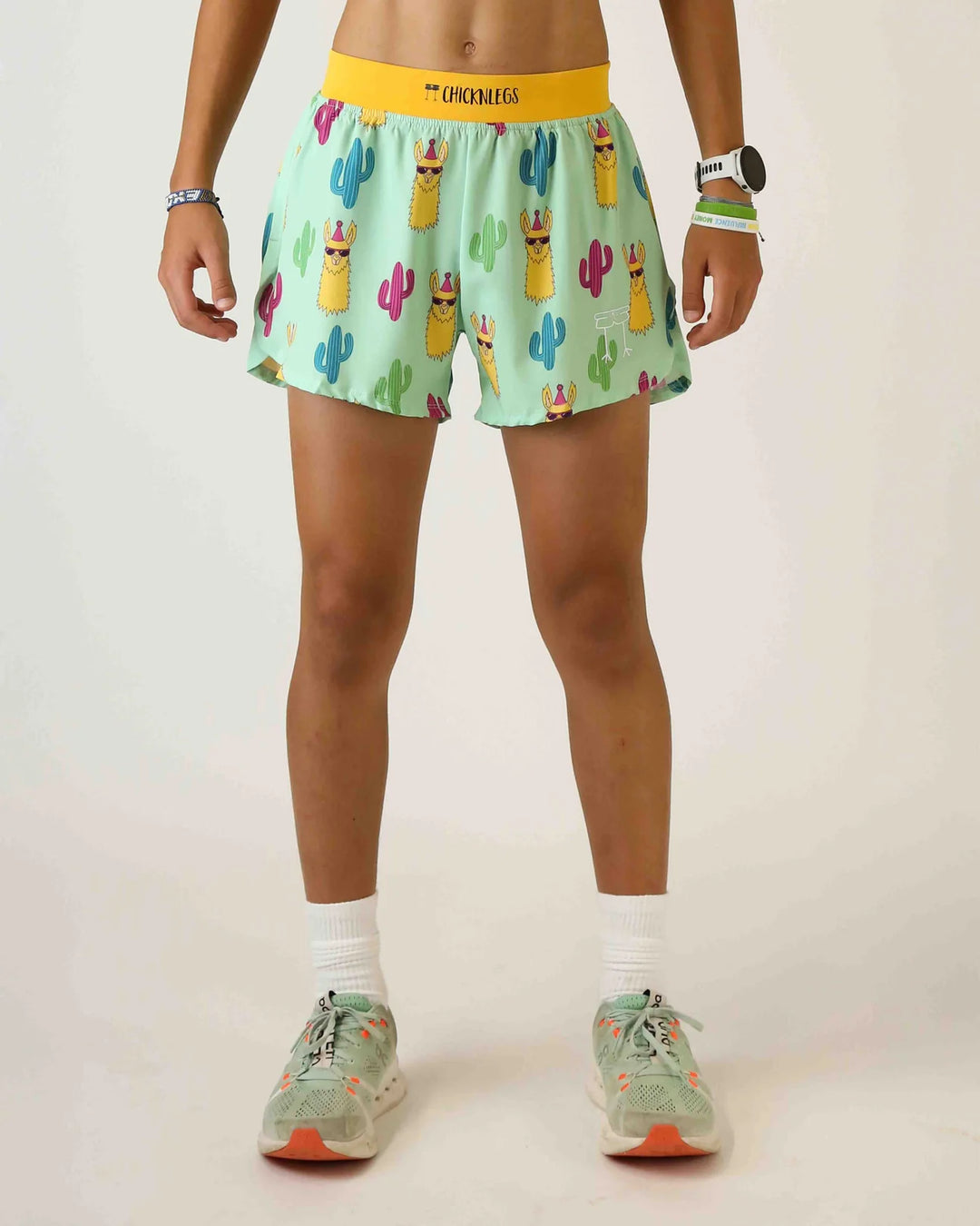 Chicken Legs Men's Green Llamas 4" Half Split Shorts