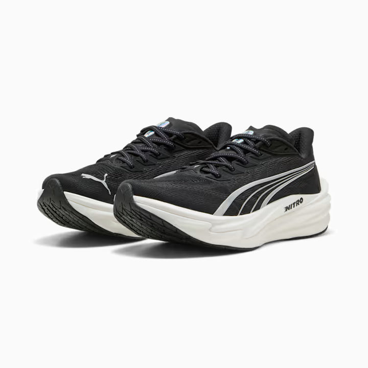 Puma Men’s Deviate Nitro 4 Running Shoe - Puma Black/White/Silver 1