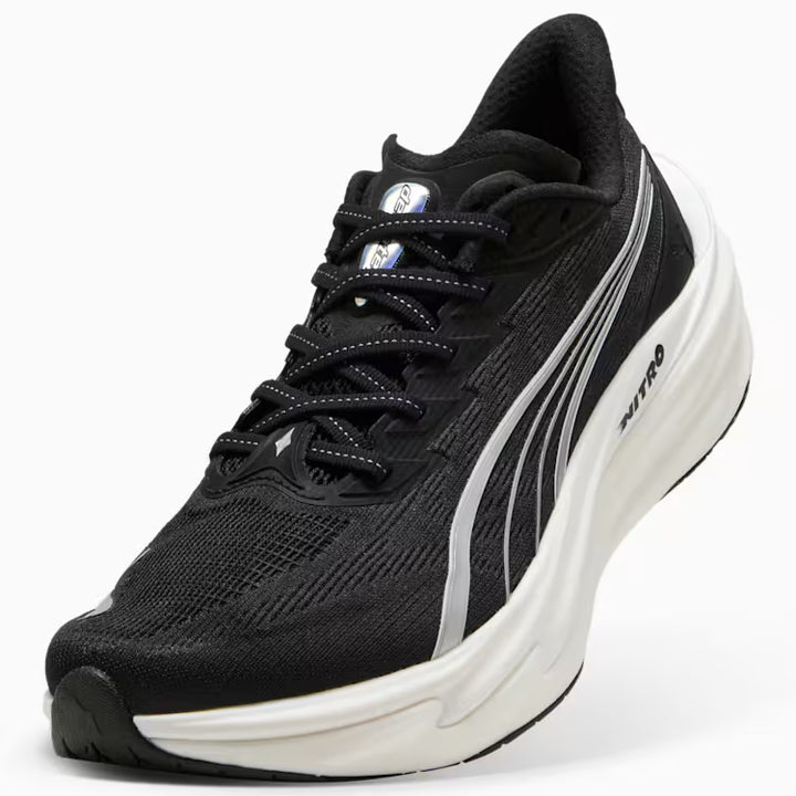 Puma Women's Deviate Nitro 4 Wide Running Shoe - Puma Black/Silver/White 5