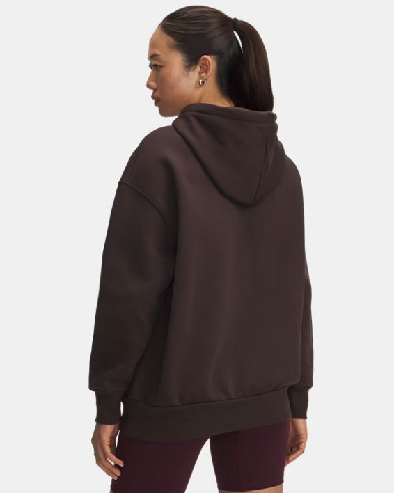 UA Women’s Icon Fleece Hoodie Oversized - Kona Brown | White 2