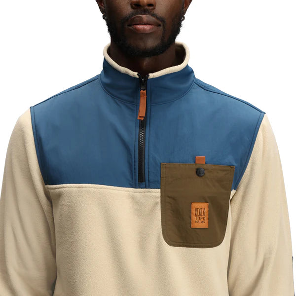Topo Designs Vista 1/4 Zip Lightweight Fleece M Oatmeal/Pond Blue 5