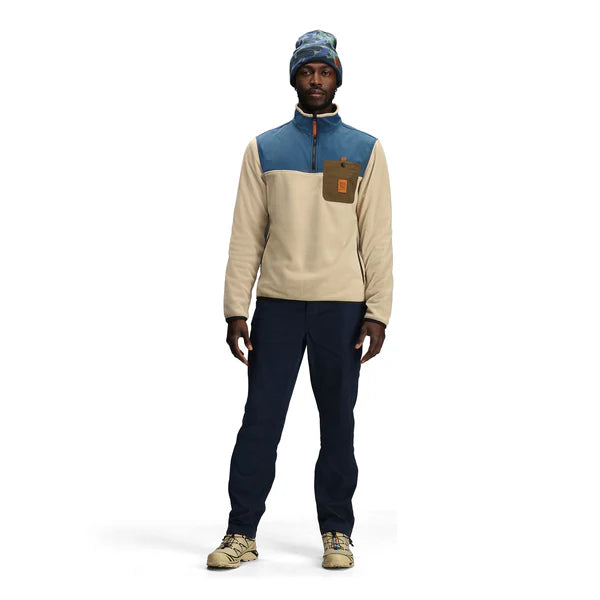 Topo Designs Vista 1/4 Zip Lightweight Fleece M Oatmeal/Pond Blue 2