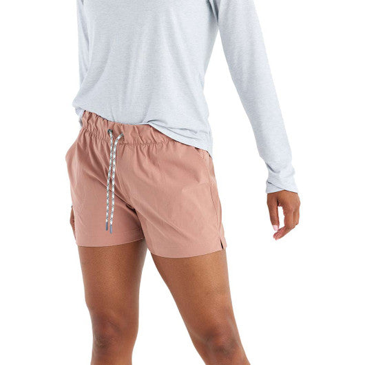 Free Fly Womens Latitude Short in Light Sangria - model view