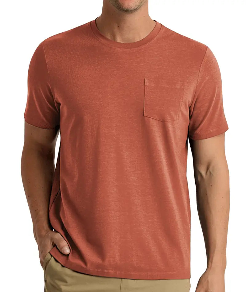 Free Fly Men's Bamboo Current Pocket Tee Redwood