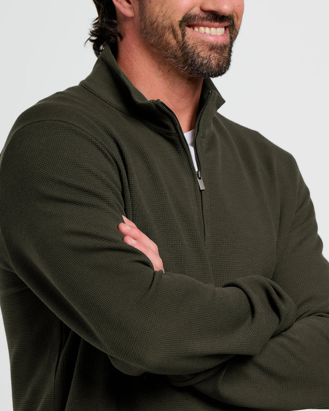 Free Fly Men’s Waffle Quarter Zip Dark Forest 2