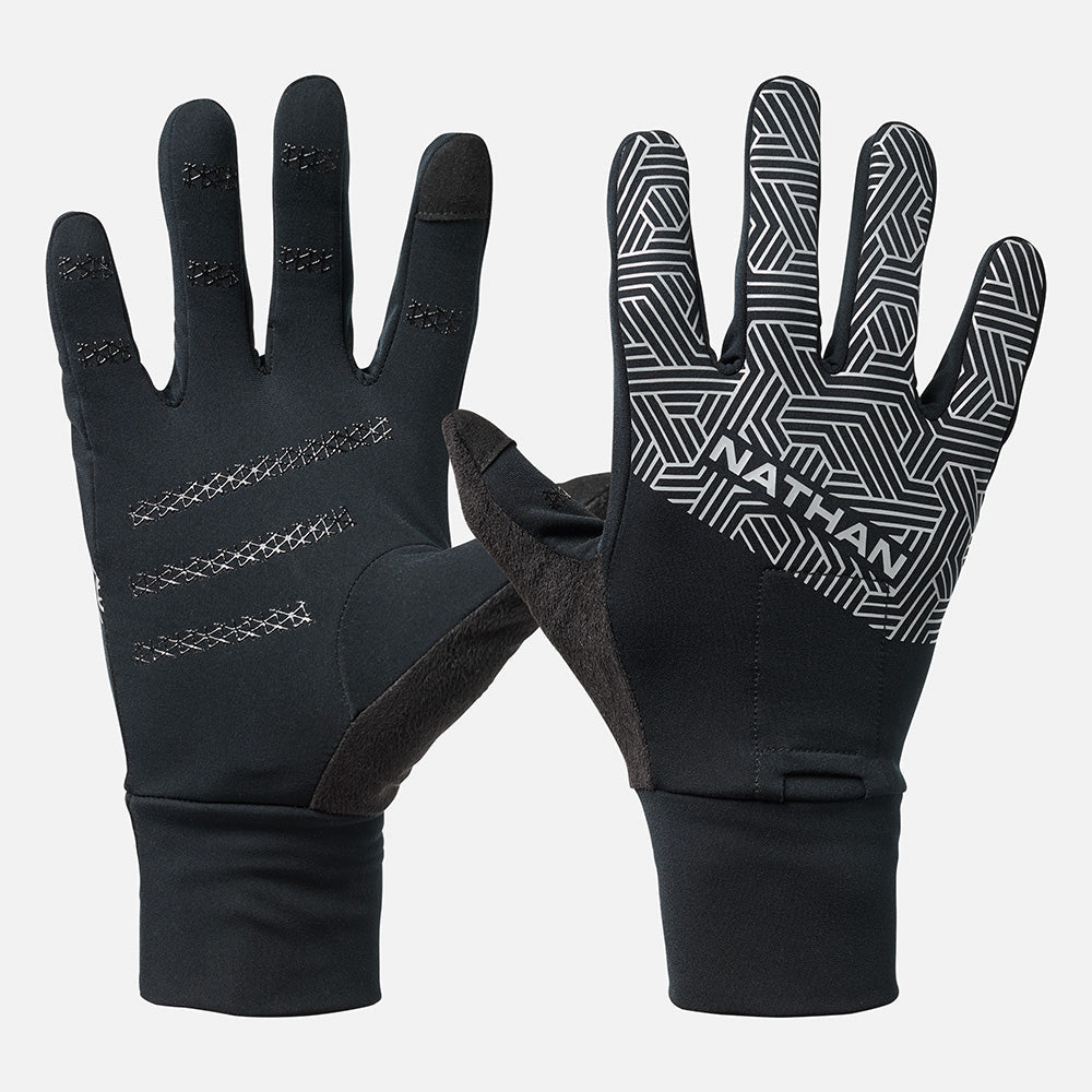 Nathan HyperNight Reflective Glove 2 - Black Hex Print