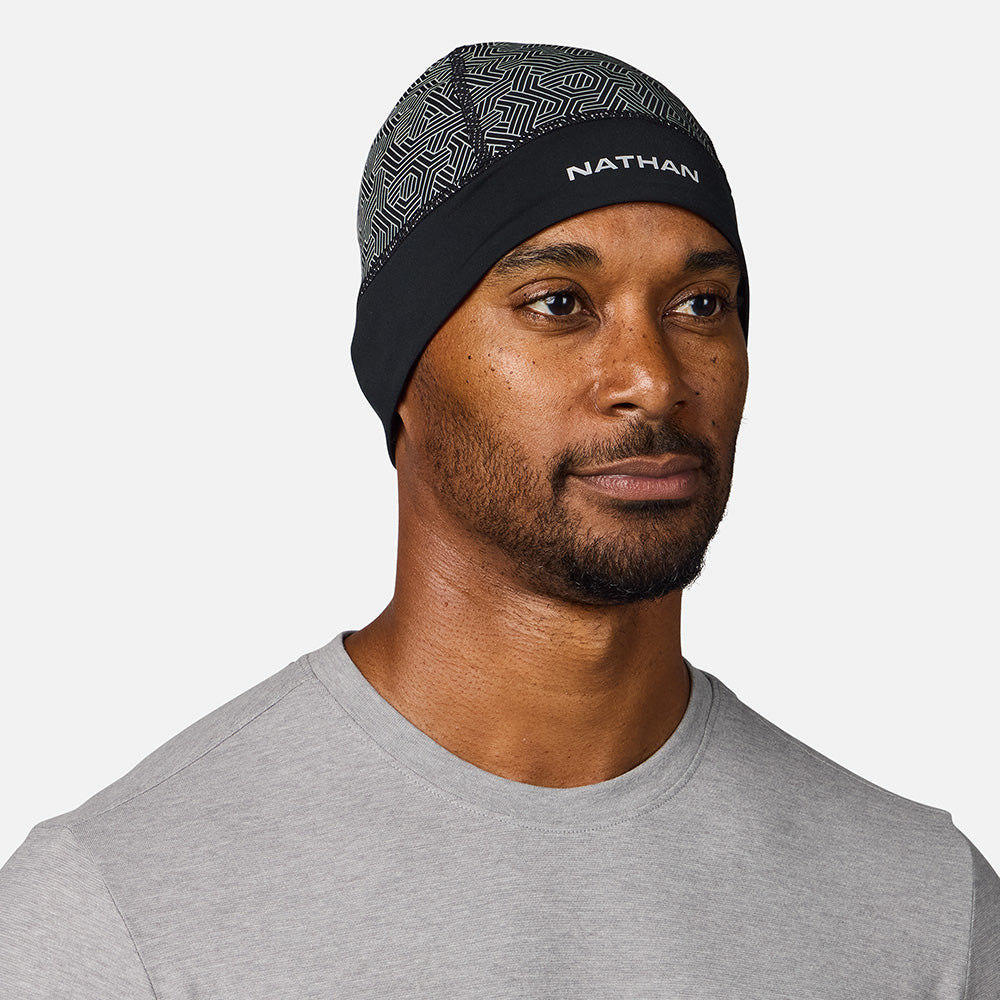 Nathan HyperNight Reflective Beanie 2 worn on-body