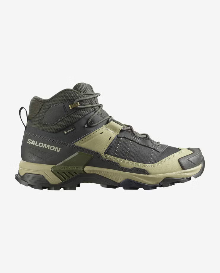 Salomon Men’s X Ultra 5 Mid GTX Peat/Gray Green/Blue Nights