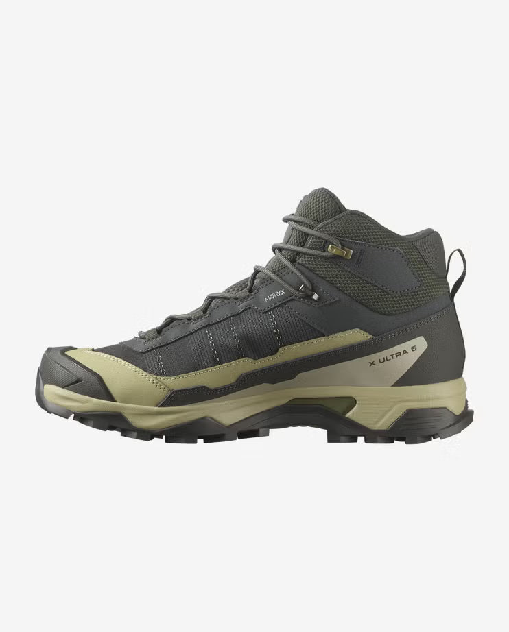 Salomon Men’s X Ultra 5 Mid GTX Peat/Gray Green/Blue Nights 1