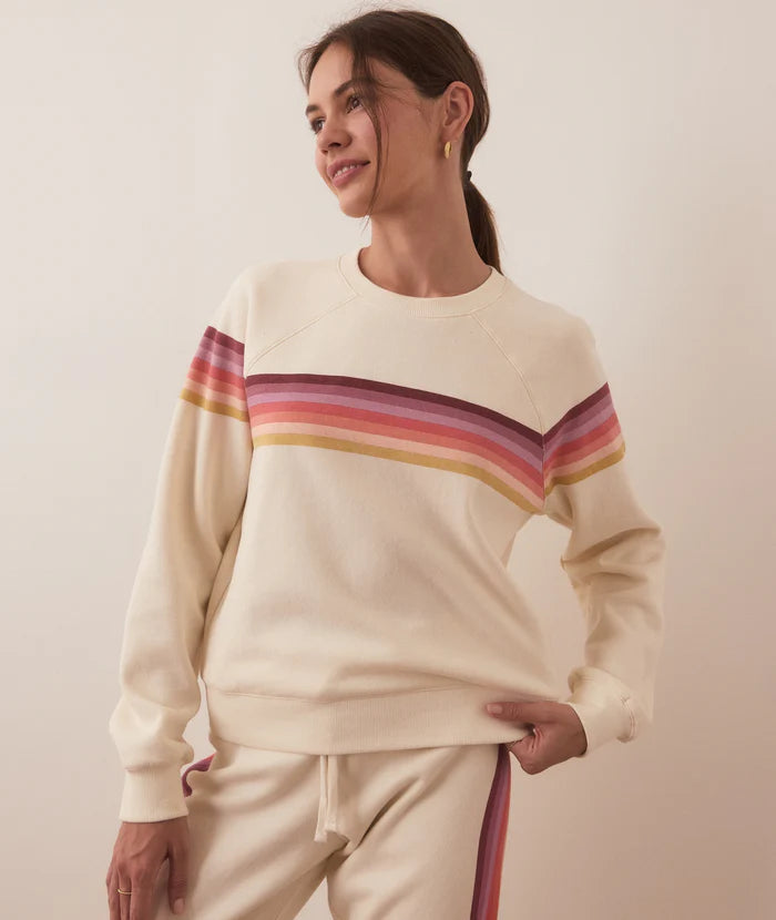 Marine Layer Anytime Sweatshirt Antique White Stripe pic 1 - The Shoe Collective