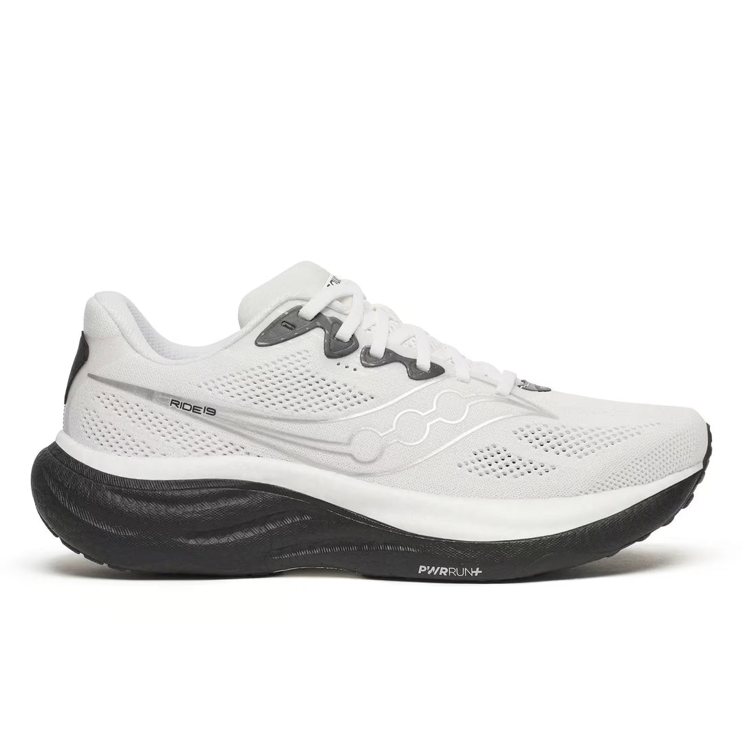 Saucony Ride 19 men's running shoes White/Black side view