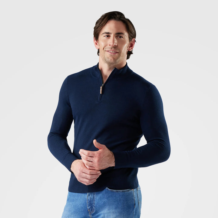 Smartwool Mens Sparwood 1/4 Zip Sweater - Deep Navy Heather 