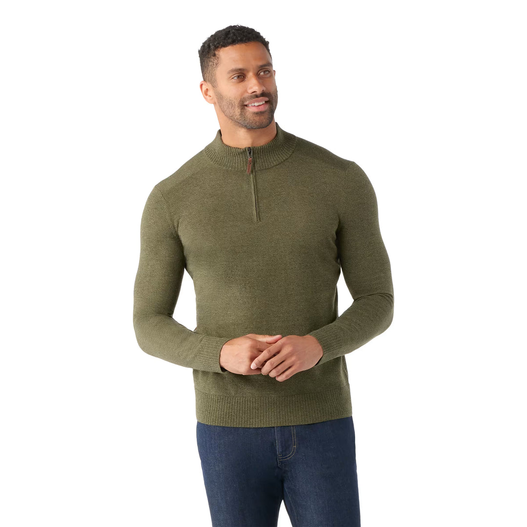 Smartwool Mens Sparwood 1/4 Zip Sweater North Woods Heather/Winter Moss