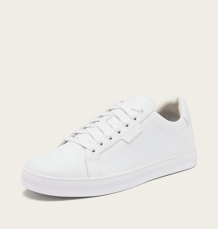 Sorel Men's Cyprus Waterproof white Sneaker left shoe outside angle view on white background.