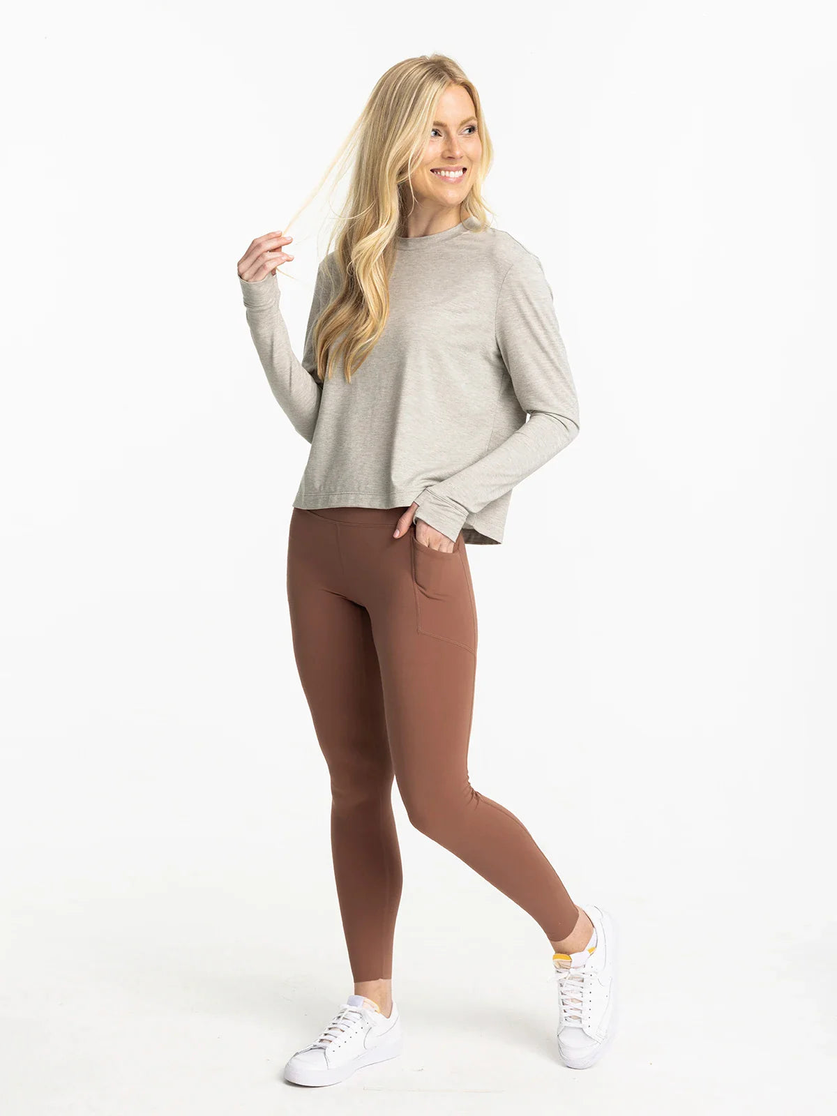 Free Fly Women’s Elevate Long Sleeve Heather Sandstone 4