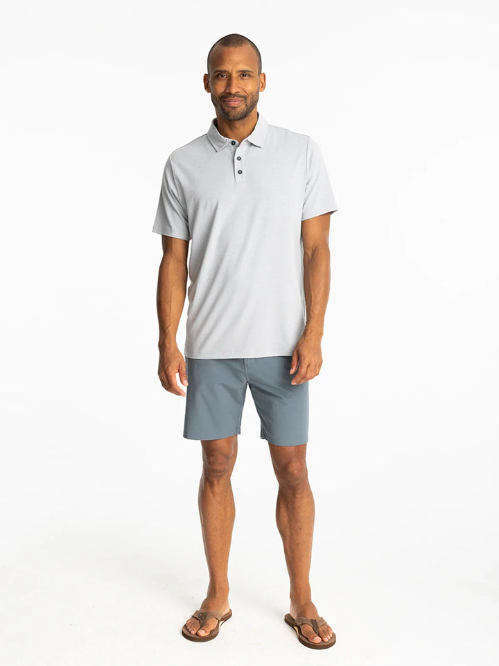Free Fly Bamboo Flex Polo II Heather Aspen Grey rear view