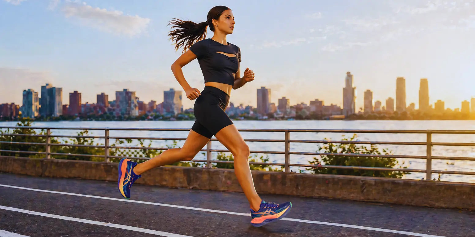 Women running in Asics Superblast 3 running shoes | The Shoe Collective