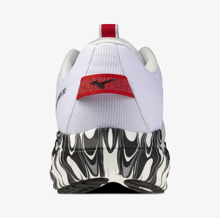 Mizuno Wave Rider 30 White Black engineered mesh upper