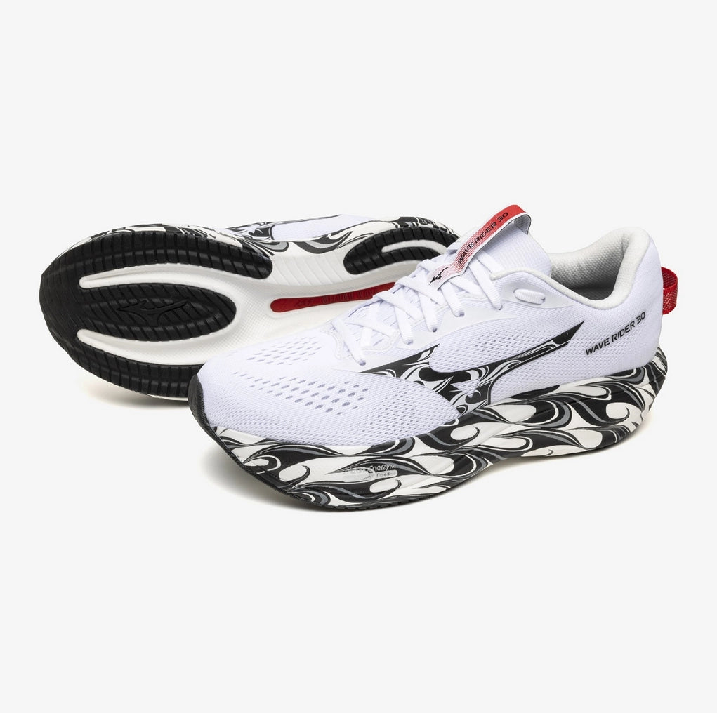 Mizuno Wave Rider 30 White Black performance running shoe