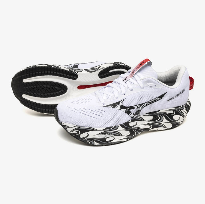 Mizuno Wave Rider 30 White Black performance running shoe