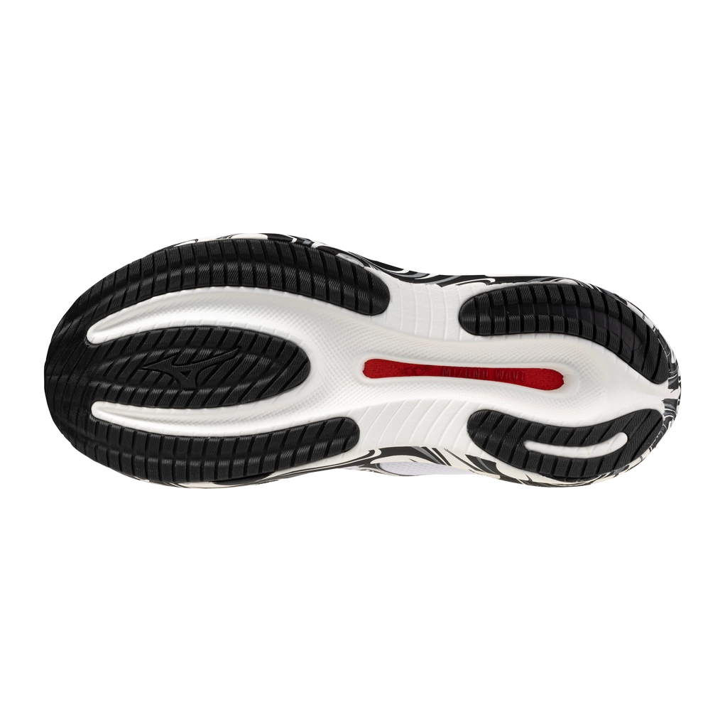 Mizuno Wave Rider 30 White Black running shoe detail view