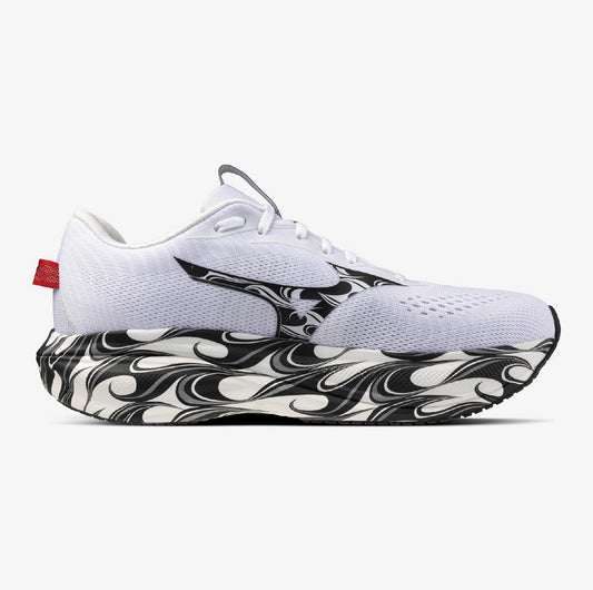 Mizuno Wave Rider 30 Men's Running Shoe White Black side profile