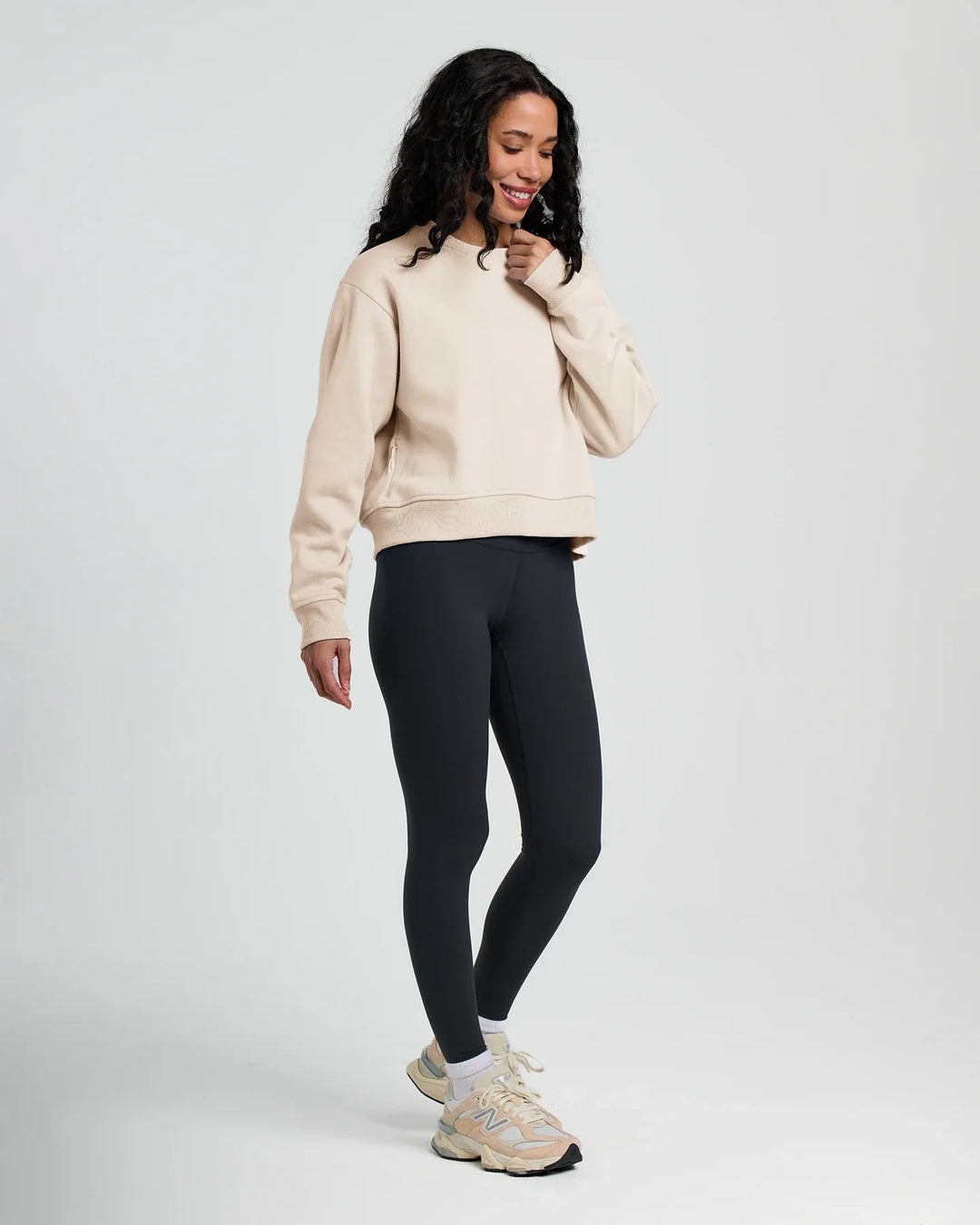 Free Fly Women's Bamboo Northcoast Fleece Crew Stone full body