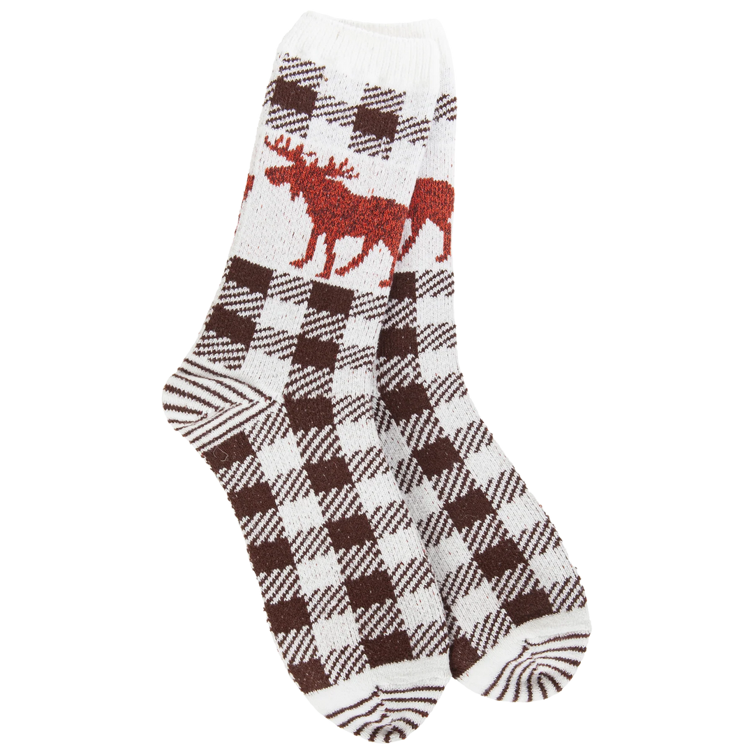 Worlds Softest Weekend Collection Nature Walk Crew Socks Brown Moose 
