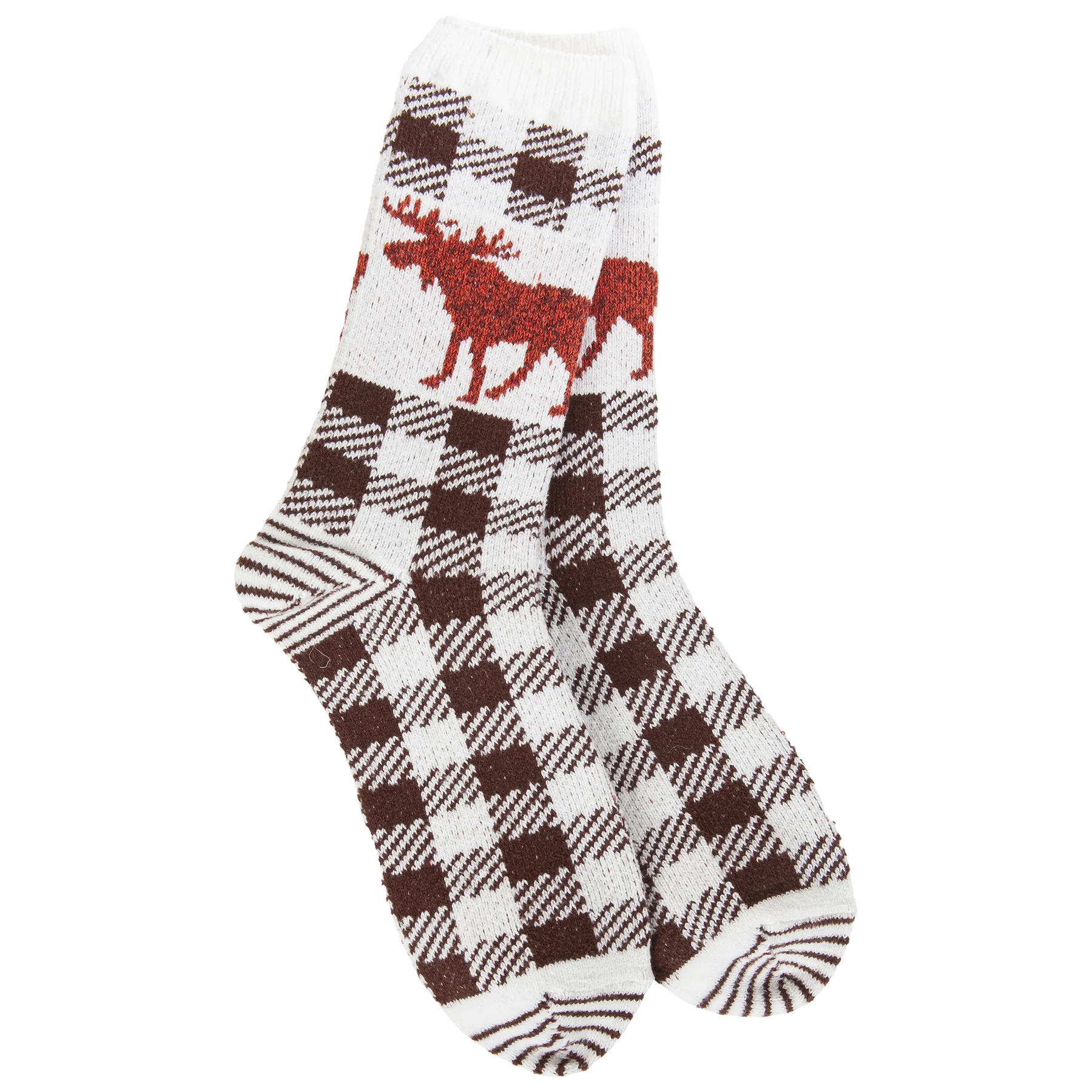 Worlds Softest Weekend Collection Nature Walk Crew Socks Brown Moose 