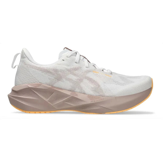 ASICS Women's Novablast 5 Running Shoe - White / Fawn on display