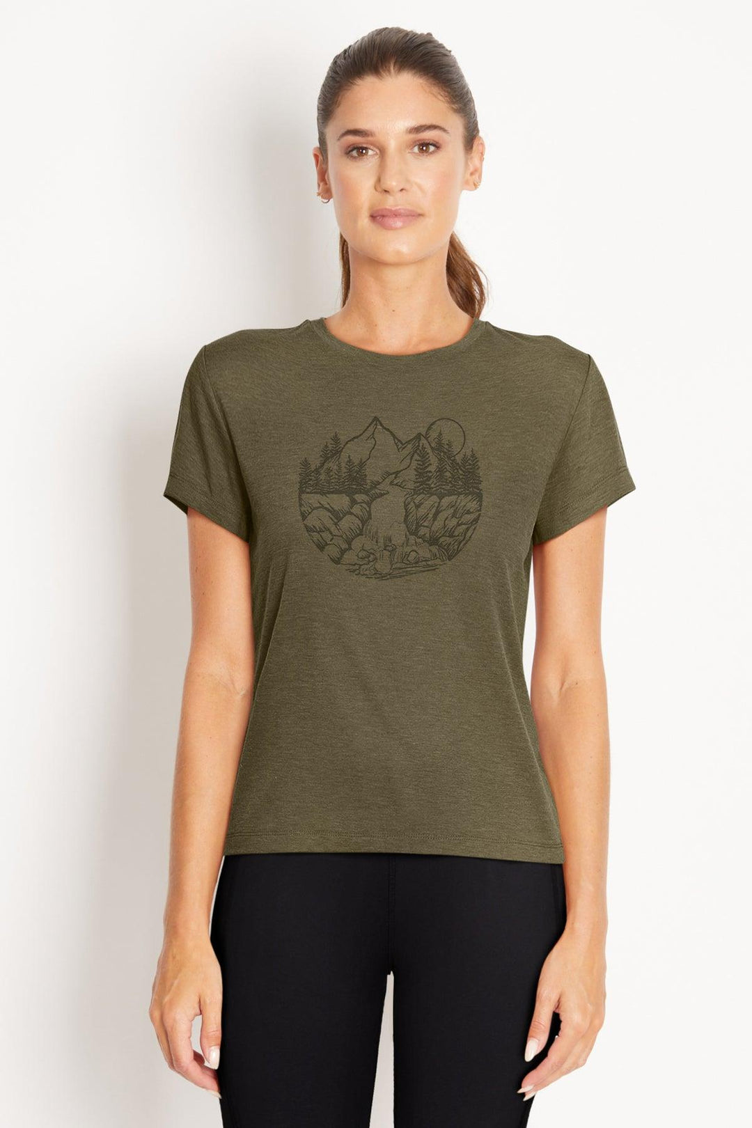 Fam Brand - Marika Women’s Willow Tee Heather Dusty Olive - The Shoe Collective