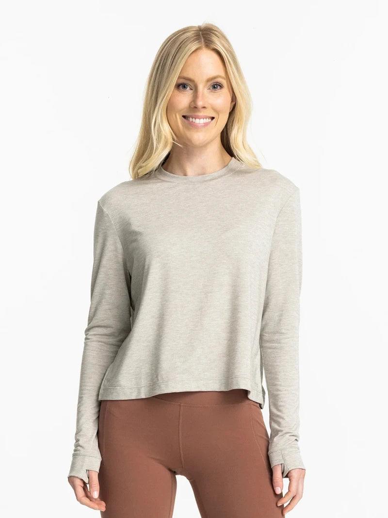 Free Fly - Free Fly Women’s Elevate Long Sleeve Heather Sandstone - The Shoe Collective