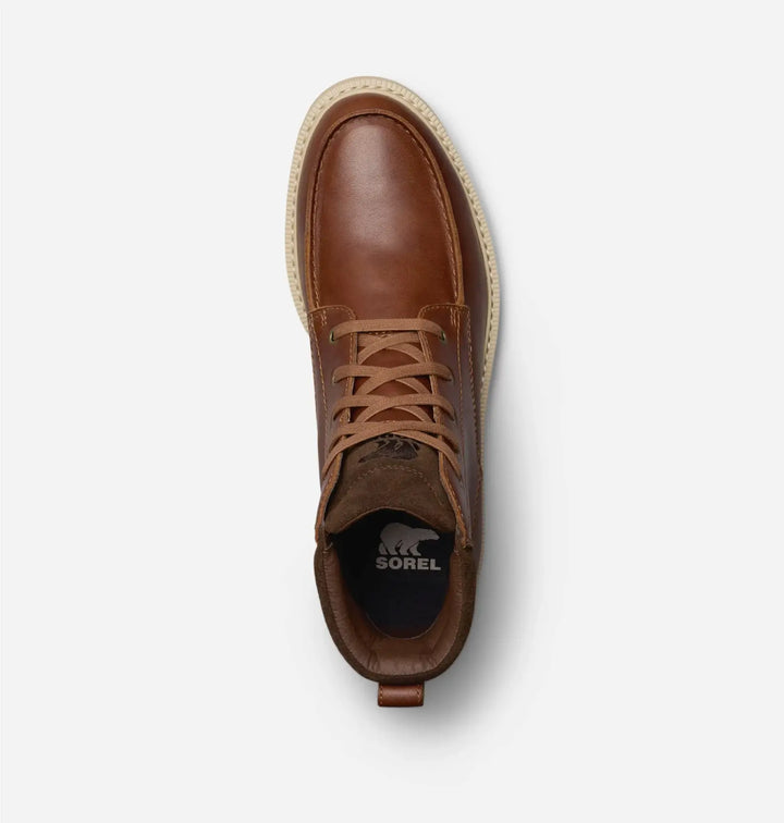 Sorel Madson Mac toe Men's Boot top view with laces on a white background