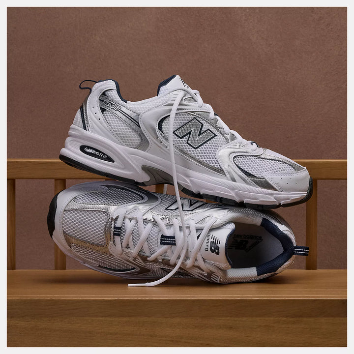New Balance 530 Shoe - White with Natural Indigo pair view