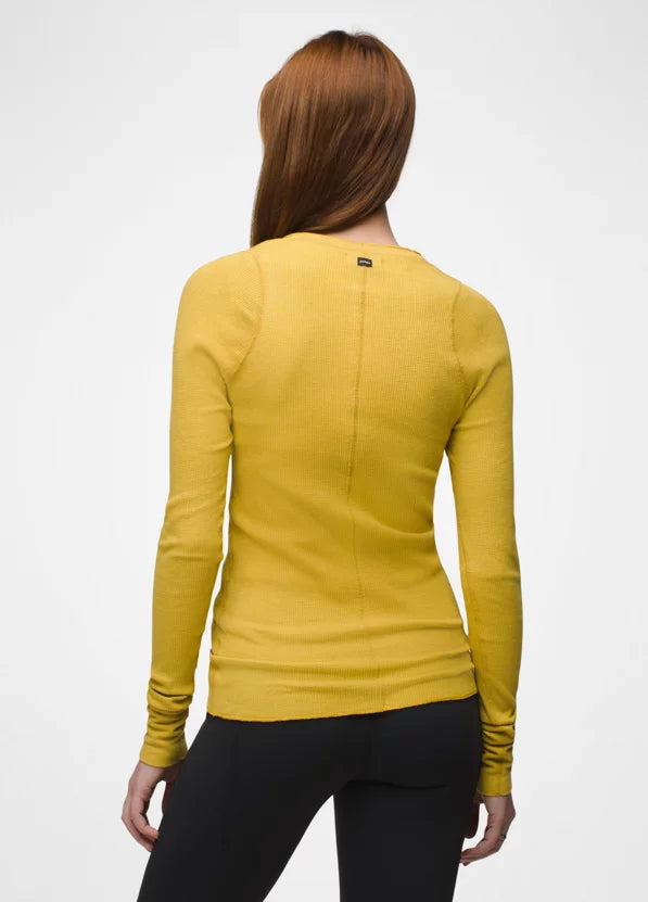 prAna - Prana Women's Touchstone Henley Top Golden Leaf Heather - The Shoe Collective